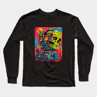 Trippy Skull Robot Long Sleeve T-Shirt